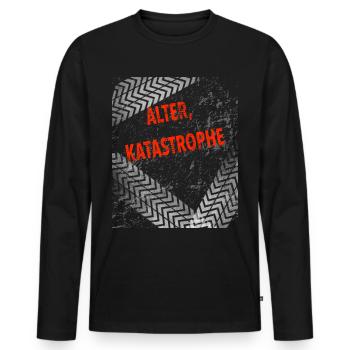 Alter Katastrophe - Tracks - Männer Premium Bio Langarmshirt - Schwarz - Vorne - Nico (187cm)