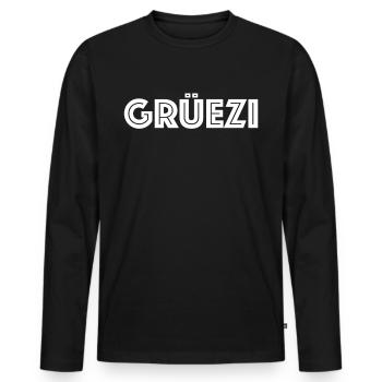 Grüezi Schweiz Schweizerdeutsch Mundart Dialekt - Männer Premium Bio Langarmshirt - Schwarz - Vorne - Nico (187cm)