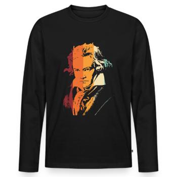 Beethoven Vintage - Männer Premium Bio Langarmshirt - Schwarz - Vorne - Nico (187cm)
