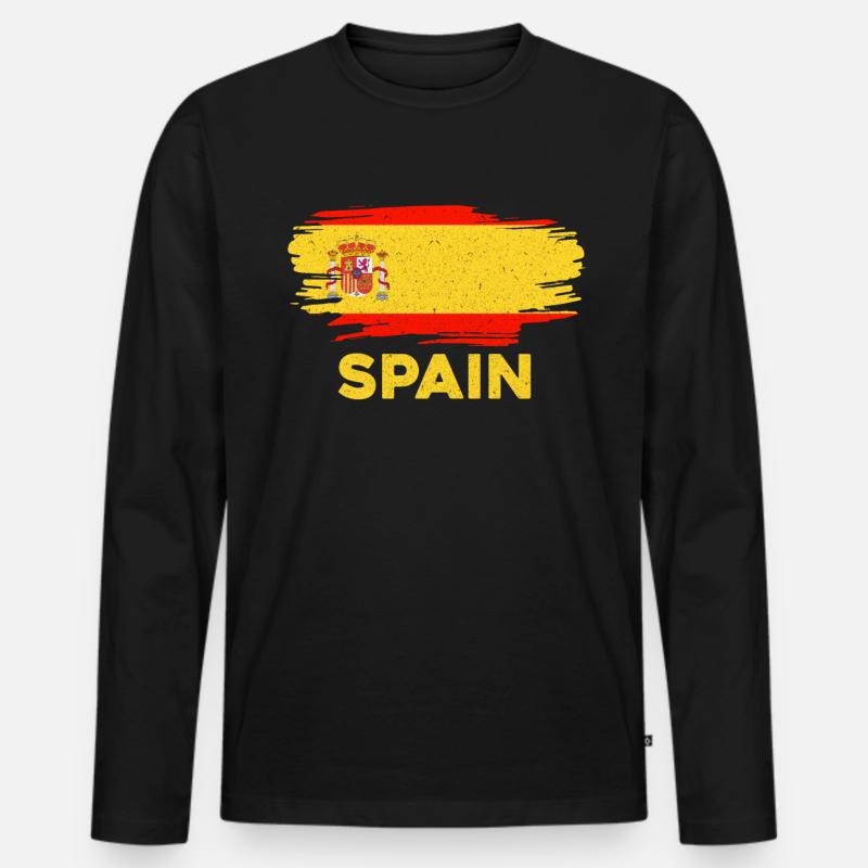 Spanien - Männer Premium Bio Langarmshirt - Schwarz