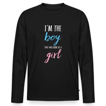 Transgender Transgirl Trans Gift - Men's Premium Organic Long Sleeve Shirt - black - Front - Nico (187cm)