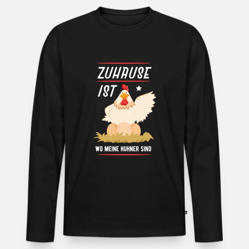 Hühner - Männer Premium Bio Langarmshirt - Schwarz