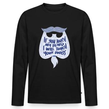 Mann mit Bart bärtig Vollbart Schnauzer Geschenk - Männer Premium Bio Langarmshirt - Schwarz - Vorne - Nico (187cm)