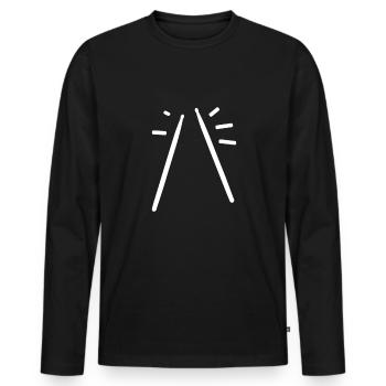 Drum Drumsticks Illustration - T-shirt manches longues Premium bio Homme - noir - Devant - Nico (187cm)