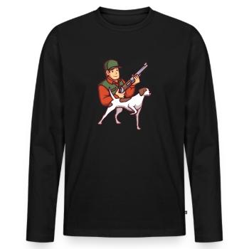 Chasse chasseur chien de chasse fusil cadeau - T-shirt manches longues Premium bio Homme - noir - Devant - Nico (187cm)