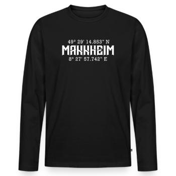 Mannheim - T-shirt manches longues Premium bio Homme - noir - Devant - Nico (187cm)
