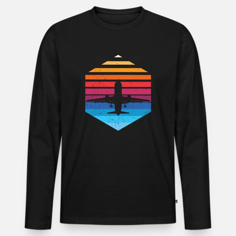 Flugzeug - Männer Premium Bio Langarmshirt - Schwarz