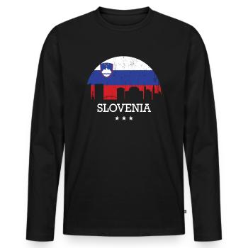 Slovenia - Men's Premium Organic Long Sleeve Shirt - black - Front - Nico (187cm)