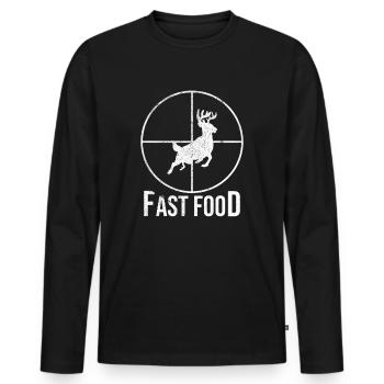 Idée cadeau chasse chasseur FAST FOOD - T-shirt manches longues Premium bio Homme - noir - Devant - Nico (187cm)