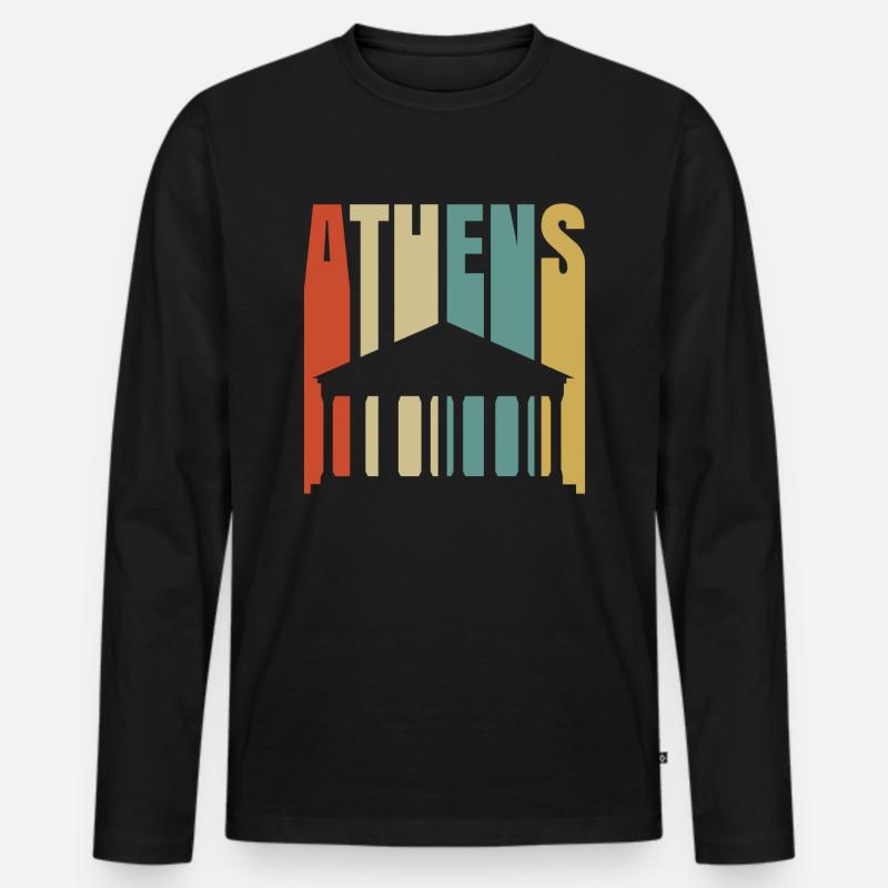 Athen - Männer Premium Bio Langarmshirt - Schwarz