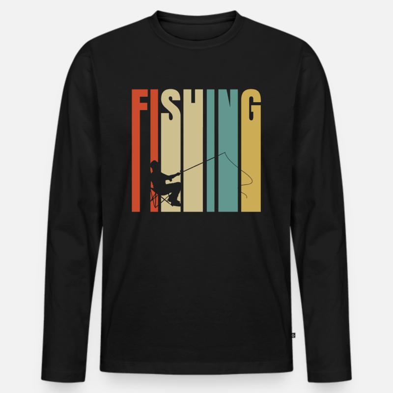 Fischen - Männer Premium Bio Langarmshirt - Schwarz