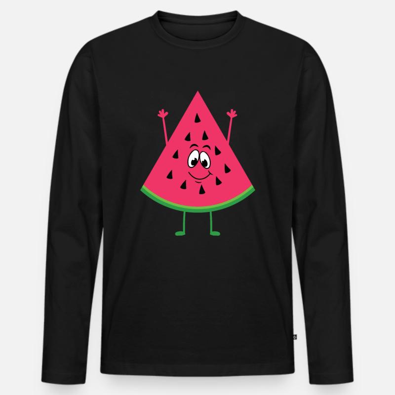 Wassermelone - Männer Premium Bio Langarmshirt - Schwarz