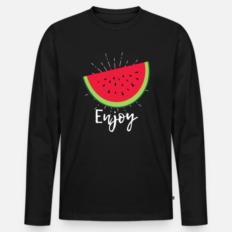 Wassermelone - Männer Premium Bio Langarmshirt - Schwarz