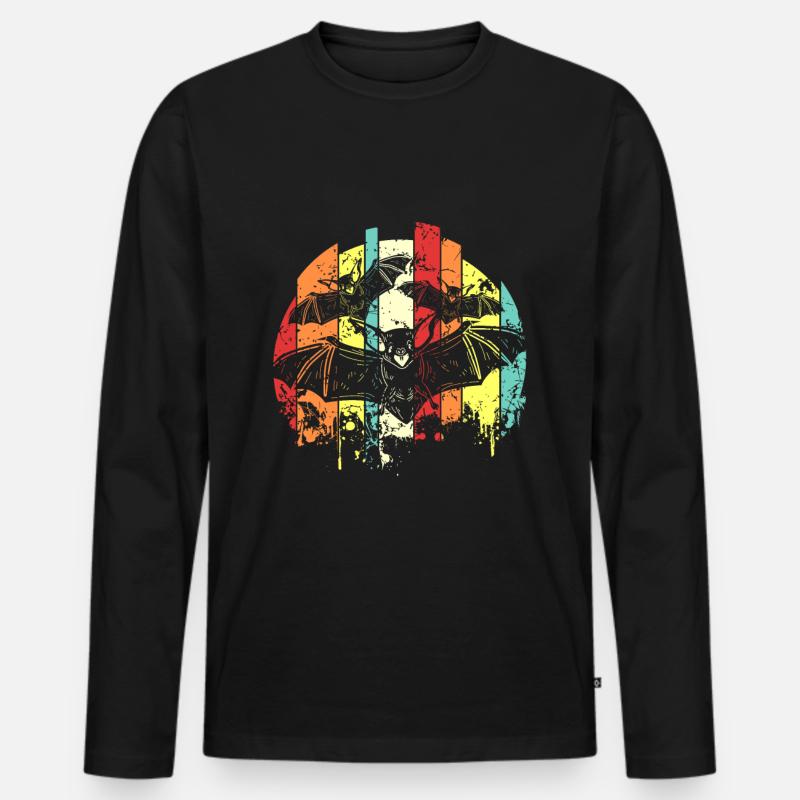 Fledermaus - Männer Premium Bio Langarmshirt - Schwarz