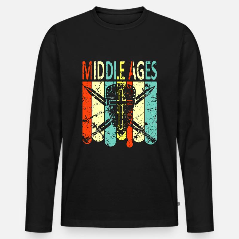 Mittelalter - Männer Premium Bio Langarmshirt - Schwarz
