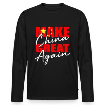 China - Men's Premium Organic Long Sleeve Shirt - black - Front - Nico (187cm)