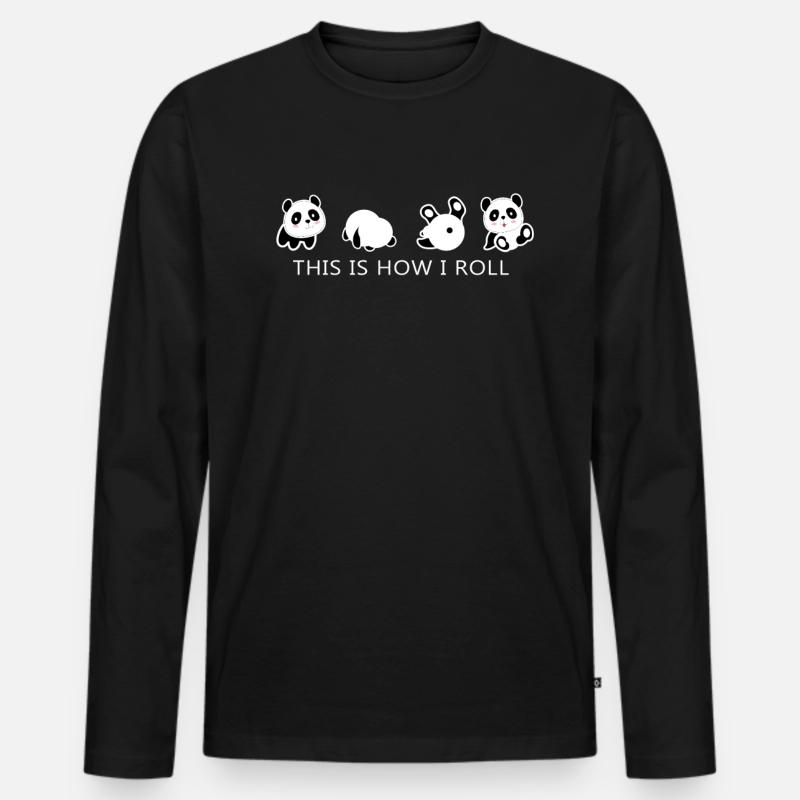Panda Pandas Geschenk Süß Wald Bär - Männer Premium Bio Langarmshirt - Schwarz