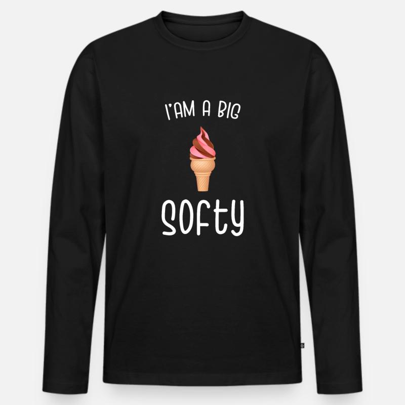 Eis Softeis Eisdiele Sommer Geschenk - Männer Premium Bio Langarmshirt - Schwarz