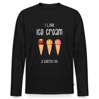 Eiscreme Eis Softeis Waffel Eisdiele Geschenk - Männer Premium Bio Langarmshirt - Schwarz - Vorne - Nico (187cm)