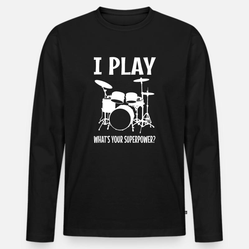 Schlagzeug Schlagzeuger Drummer Geschenk - Männer Premium Bio Langarmshirt - Schwarz