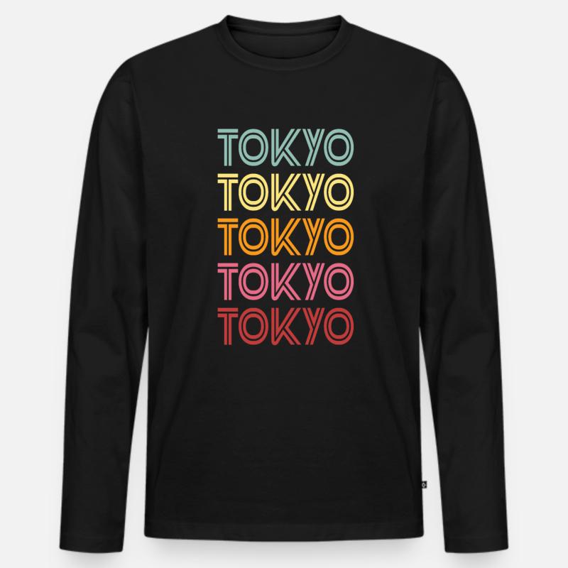 Tokio - Männer Premium Bio Langarmshirt - Schwarz