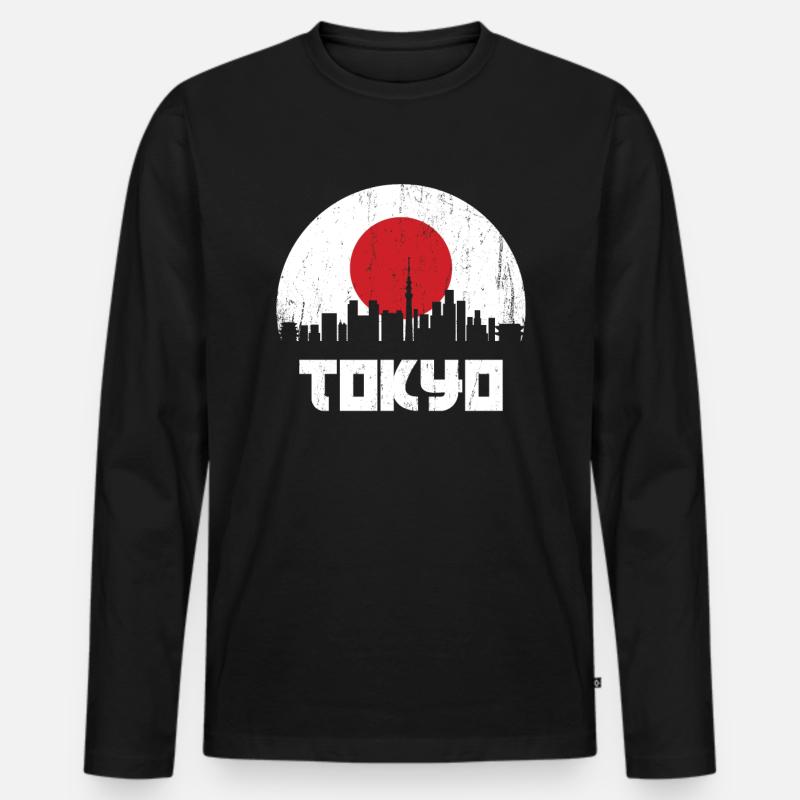 Tokio - Männer Premium Bio Langarmshirt - Schwarz
