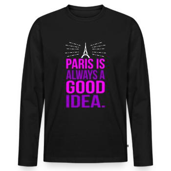 Paris - Männer Premium Bio Langarmshirt - Schwarz - Vorne - Nico (187cm)