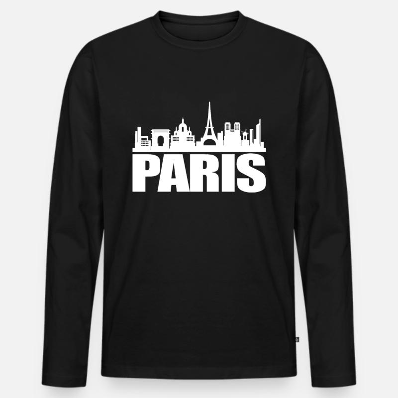 Paris - Männer Premium Bio Langarmshirt - Schwarz
