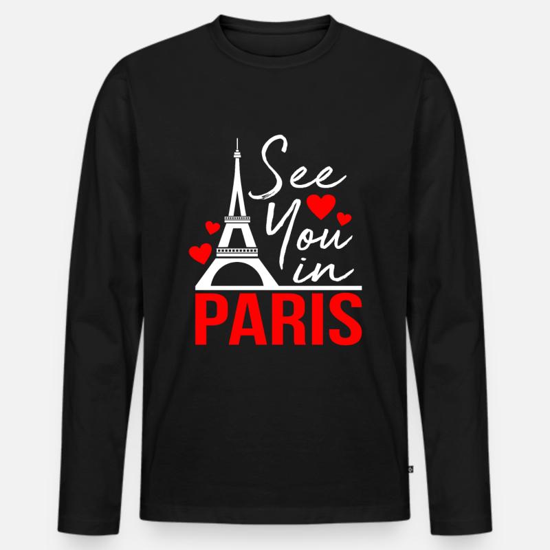 Paris - Männer Premium Bio Langarmshirt - Schwarz