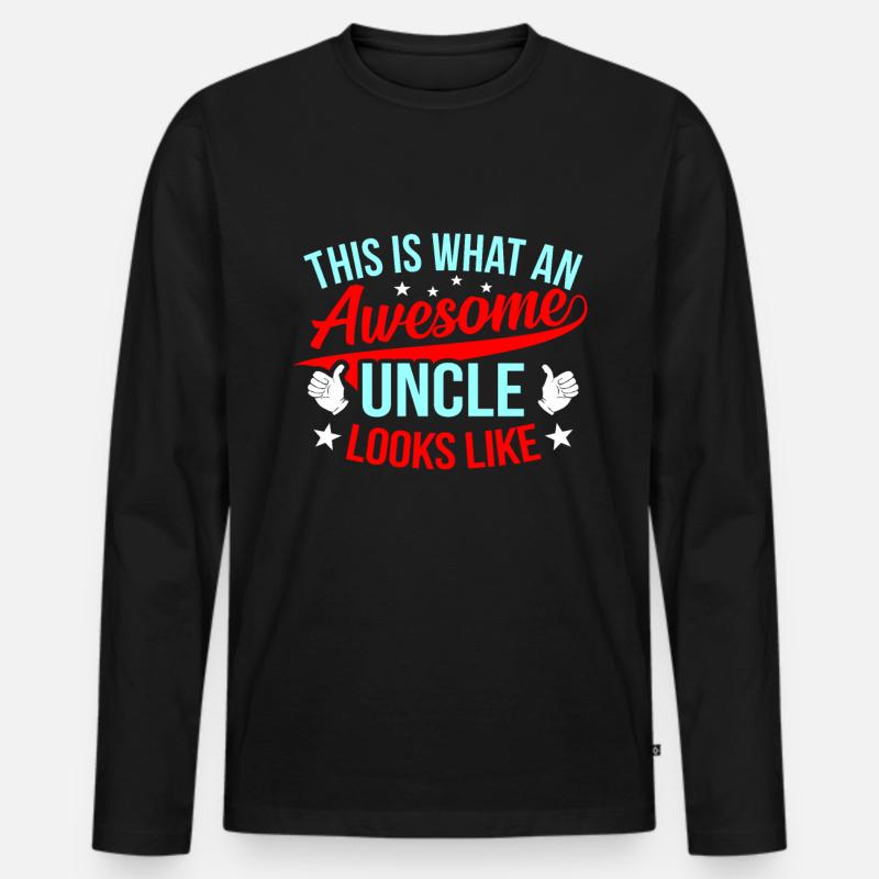 Onkel - Männer Premium Bio Langarmshirt - Schwarz