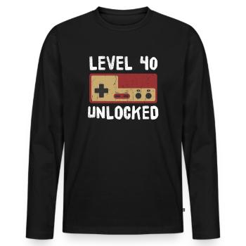 40th birthday - Men's Premium Organic Long Sleeve Shirt - black - Front - Nico (187cm)