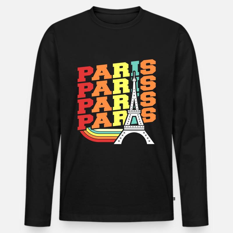 Paris - Männer Premium Bio Langarmshirt - Schwarz