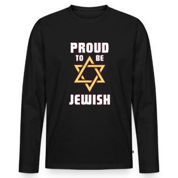 Hebrew Jew Judaism Israel Hanukkah Gift - Men's Premium Organic Long Sleeve Shirt - black - Front - Nico (187cm)