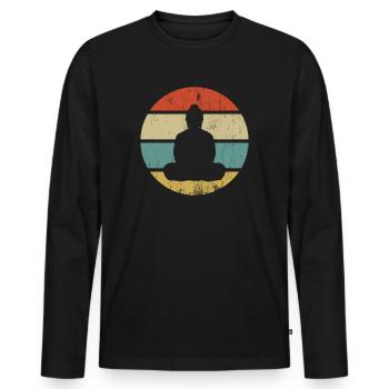 bouddhisme - T-shirt manches longues Premium bio Homme - noir - Devant - Nico (187cm)