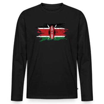 Kenya - Men's Premium Organic Long Sleeve Shirt - black - Front - Nico (187cm)