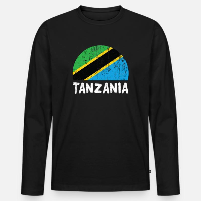 Tansania - Männer Premium Bio Langarmshirt - Schwarz