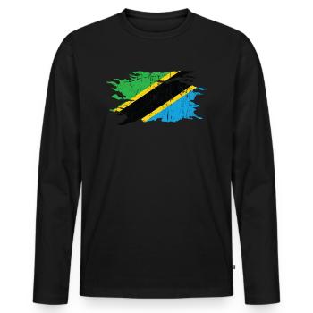 Tanzania - Men's Premium Organic Long Sleeve Shirt - black - Front - Nico (187cm)