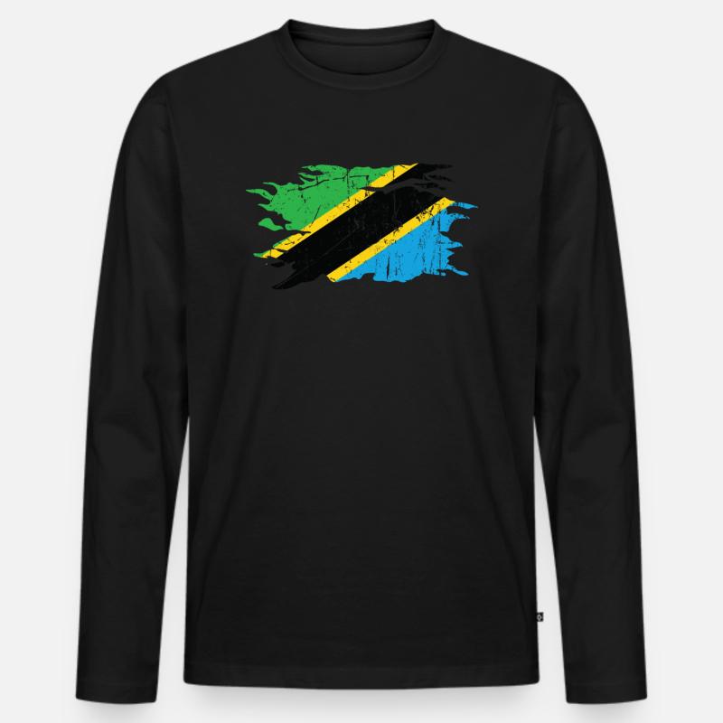 Tansania - Männer Premium Bio Langarmshirt - Schwarz