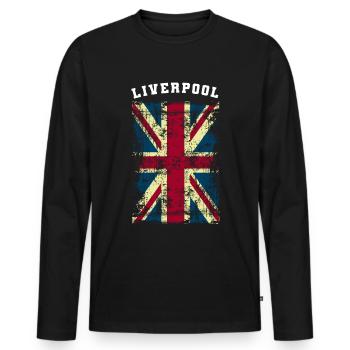 Liverpool - T-shirt manches longues Premium bio Homme - noir - Devant - Nico (187cm)