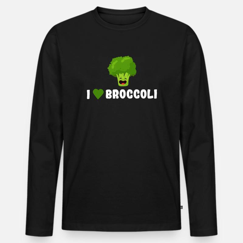 Brokkoli - Männer Premium Bio Langarmshirt - Schwarz