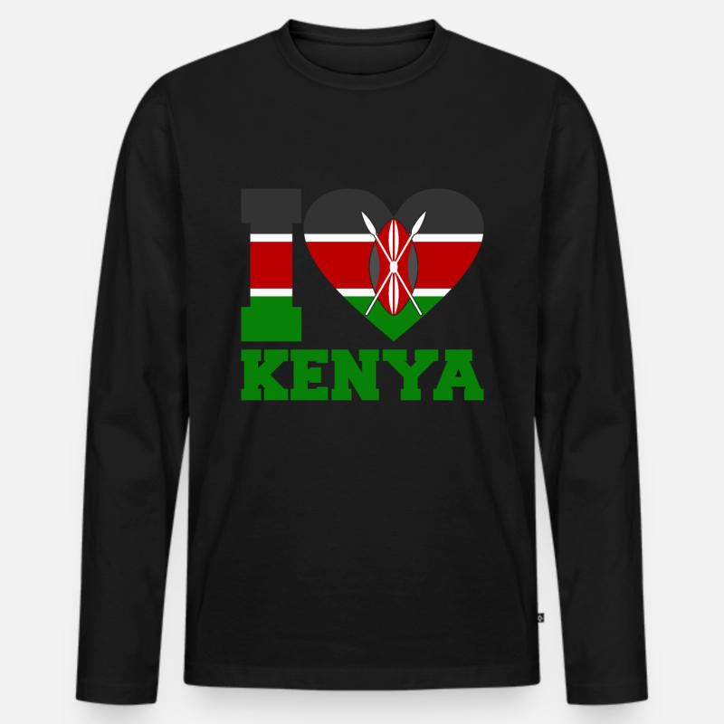 Kenia - Männer Premium Bio Langarmshirt - Schwarz