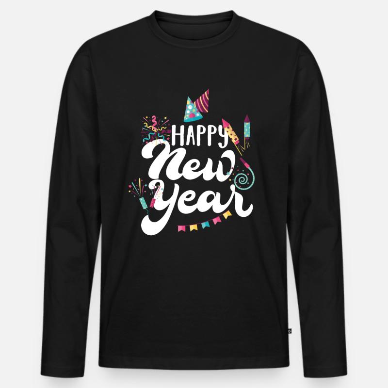 Happy New Year No. 39 - Männer Premium Bio Langarmshirt - Schwarz