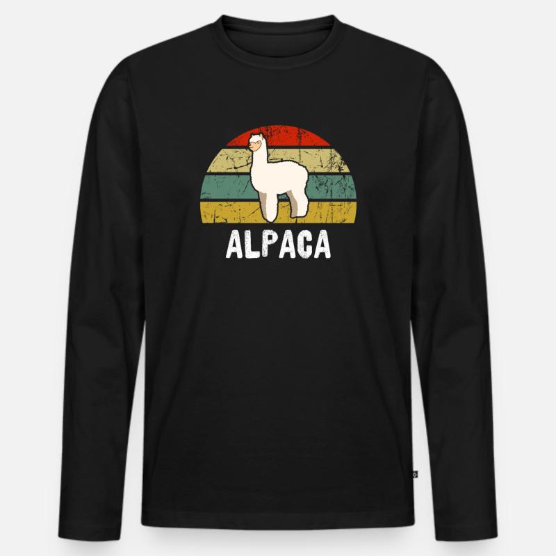 Alpaka Lama - Männer Premium Bio Langarmshirt - Schwarz
