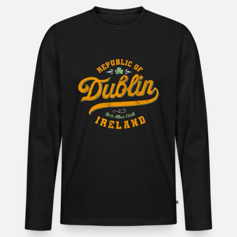 Dublin - Männer Premium Bio Langarmshirt - Schwarz
