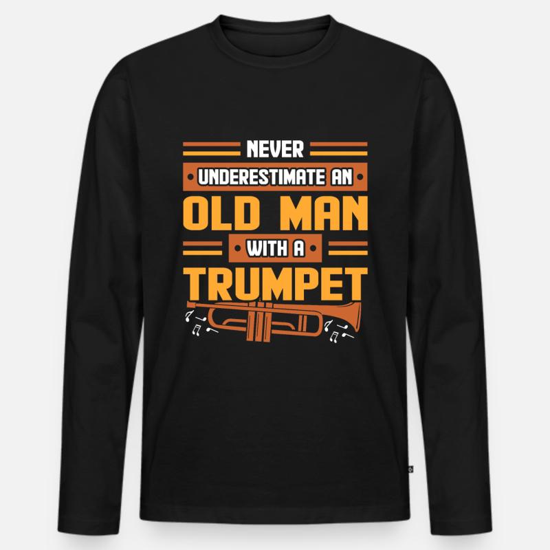 Trompete - Männer Premium Bio Langarmshirt - Schwarz
