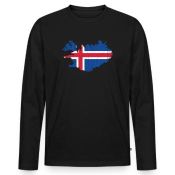 Iceland - Men's Premium Organic Long Sleeve Shirt - black - Front - Nico (187cm)