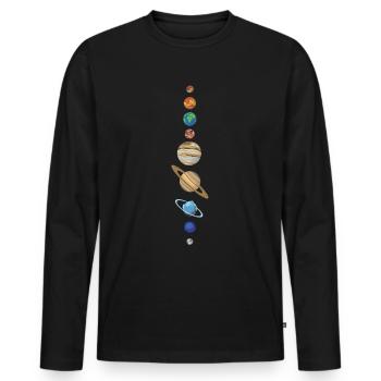 Universe planets - Men's Premium Organic Long Sleeve Shirt - black - Front - Nico (187cm)