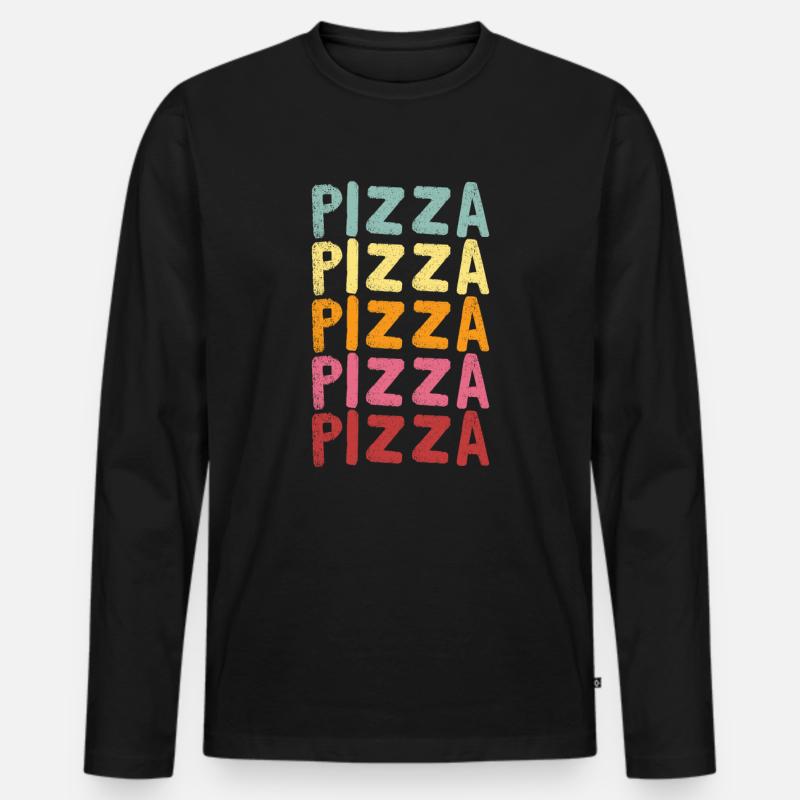 Pizza - Männer Premium Bio Langarmshirt - Schwarz