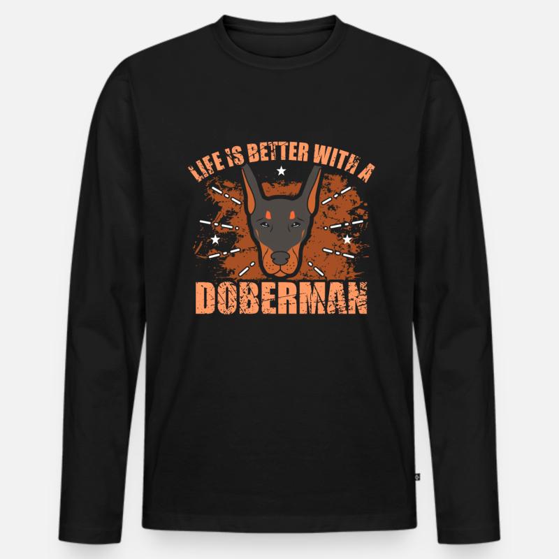 Dobermann - Männer Premium Bio Langarmshirt - Schwarz