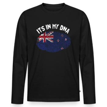 Neuseeland - Männer Premium Bio Langarmshirt - Schwarz - Vorne - Nico (187cm)